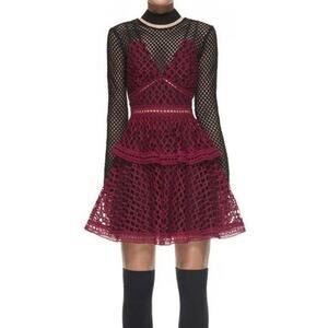 Self-portrait burgundy lace mini dress size 0 dark romantic